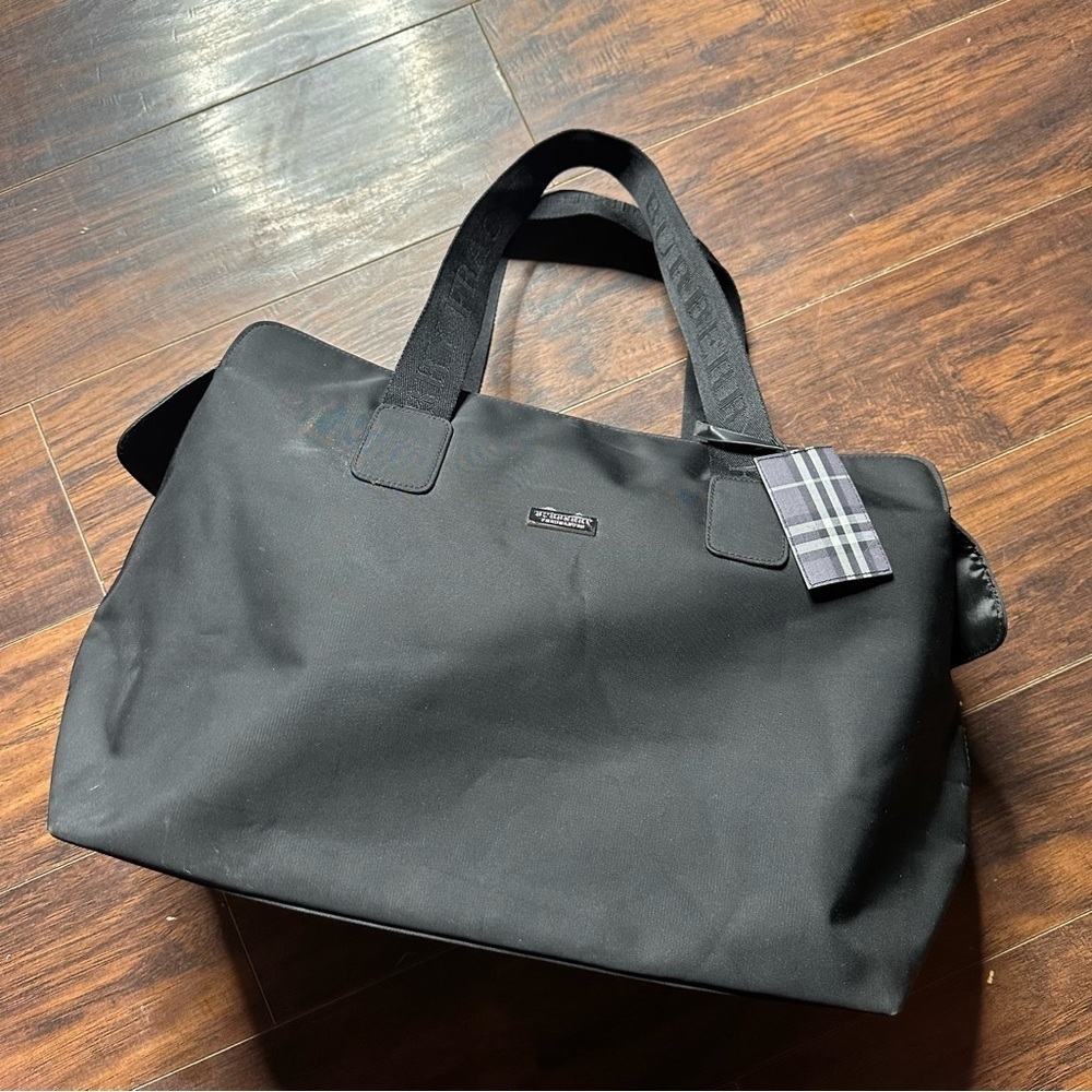Burberry Black Nylon Travel Duffle Bag